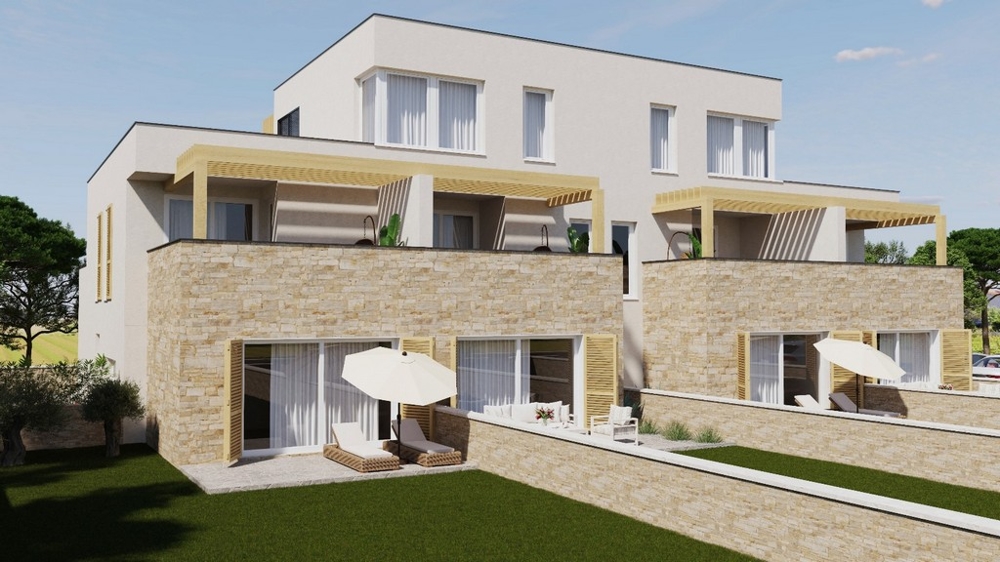 Nuovi appartamenti con giardino vicino al mare a Privlaka vicino a Zadar, Croazia.
