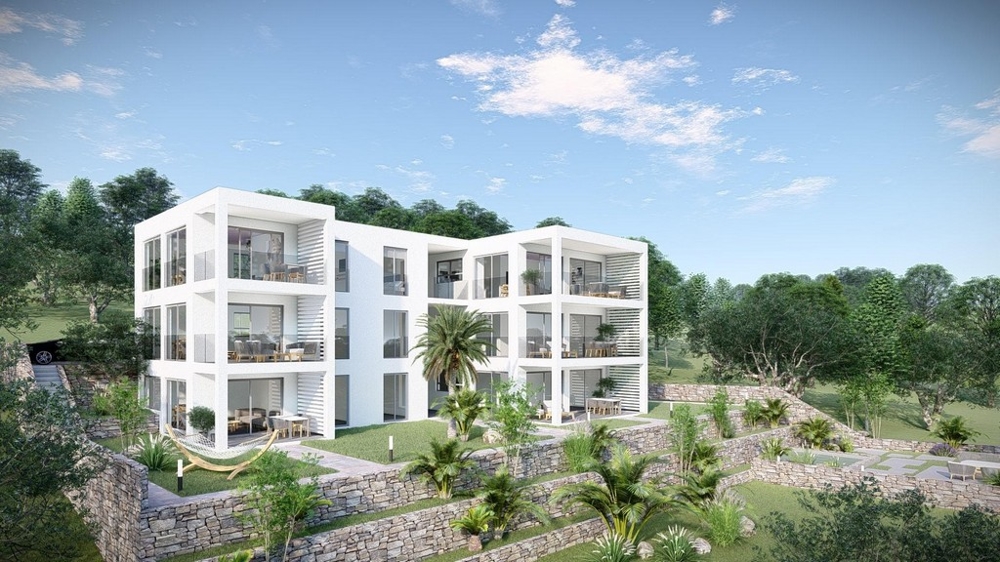 Appartamenti moderni di nuova costruzione con grandi balconi e vista mare sull'isola di Krk