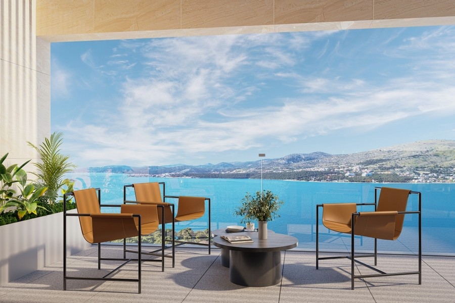 Vista mare dal balcone dell'offerta A3971 in Croazia.