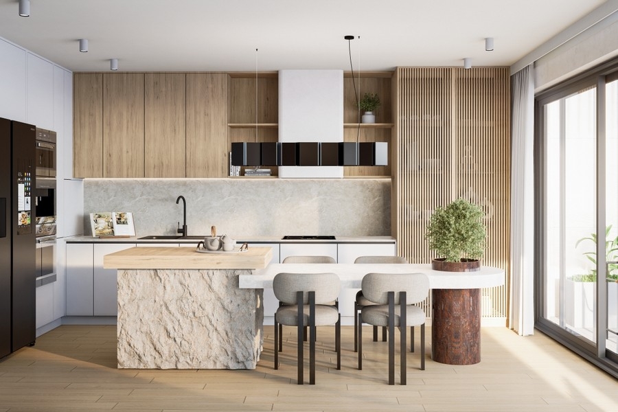 Cucina a vista dell'attico