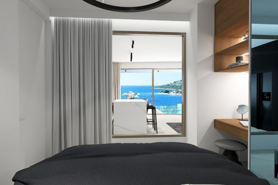 Camera da letto con vista sul mare a Primosten