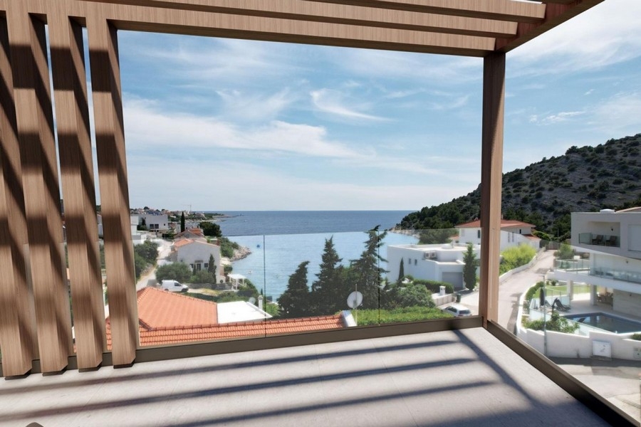 Veduta aerea della baia di Rogoznica in Croazia