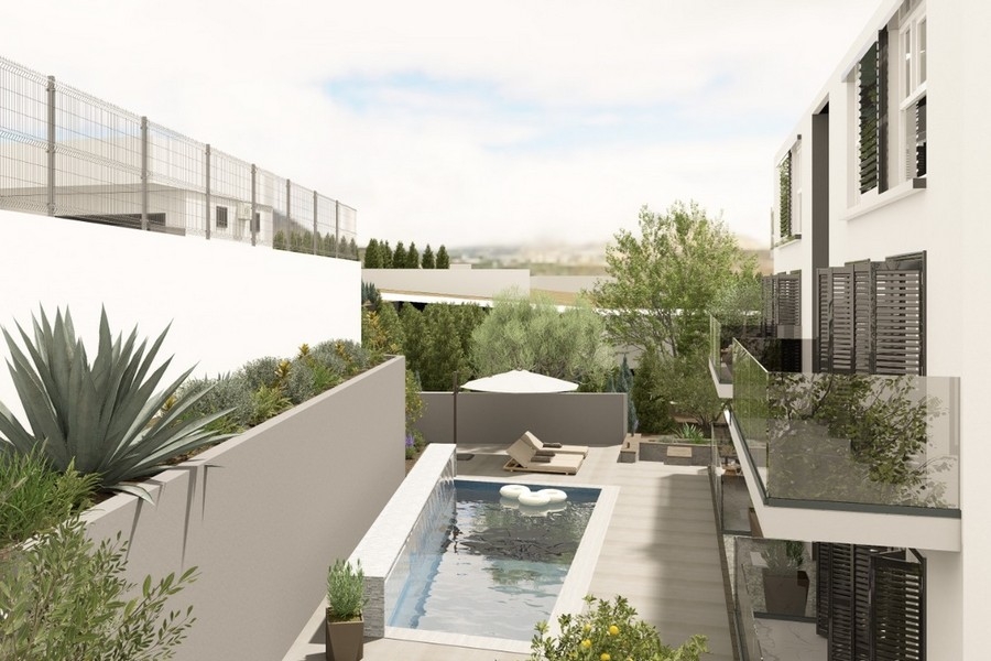 Terrazza con pergola e vista mare