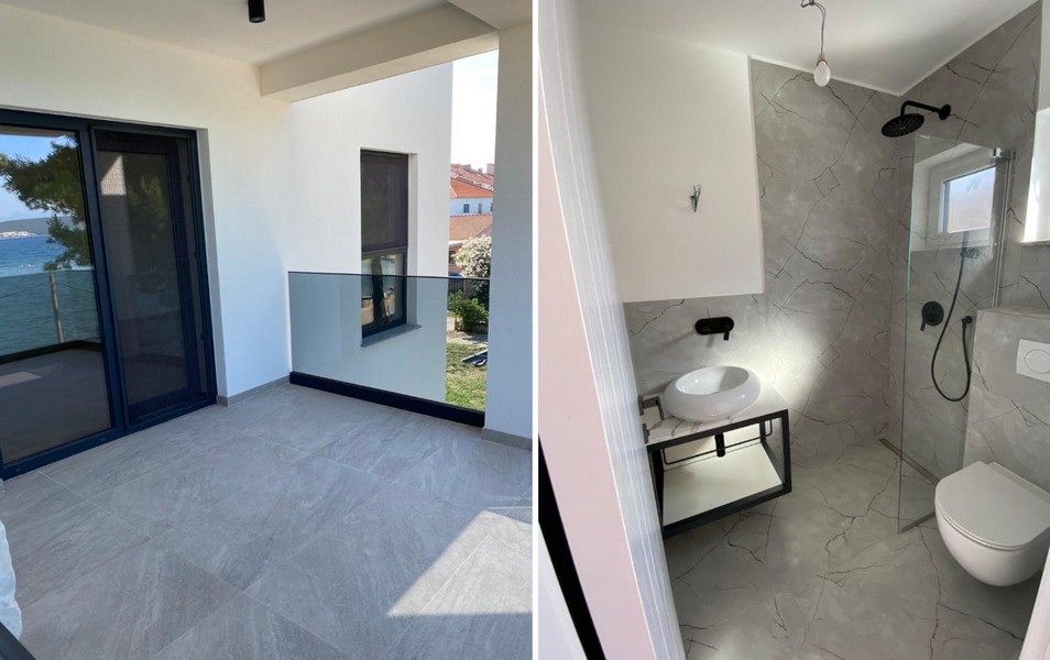 Terrazza con vista mare e bagno moderno