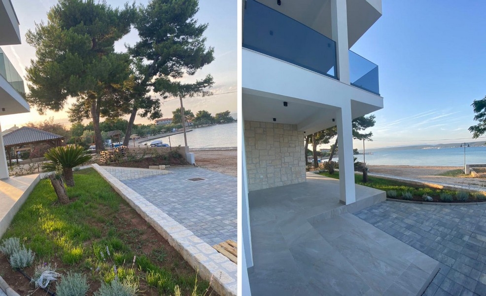 Prato davanti alla villa con vista sul mare