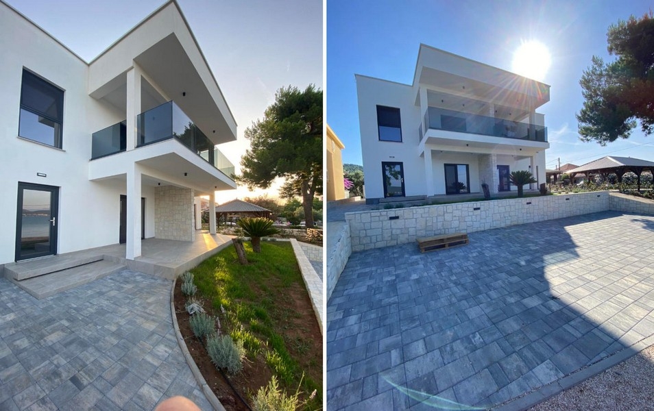 Villa con accesso carrabile e parcheggi davanti alla casa