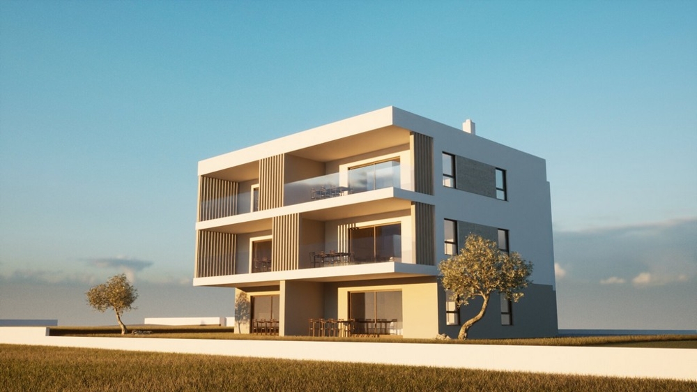 Edificio residenziale con tre piani e terrazze coperte