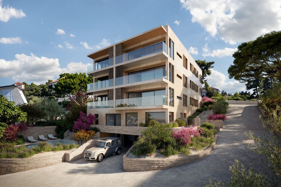 Edificio residenziale posteriore con accesso al garage