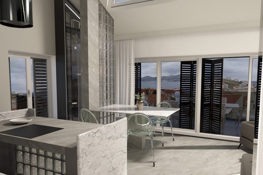 Cucina con vista sul mare