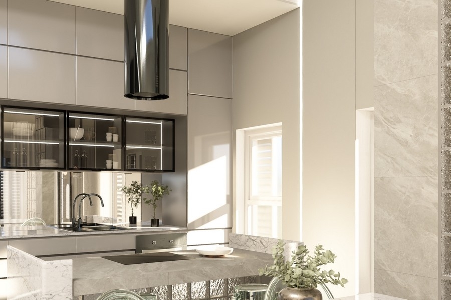 Cucina moderna con cappa aspirante