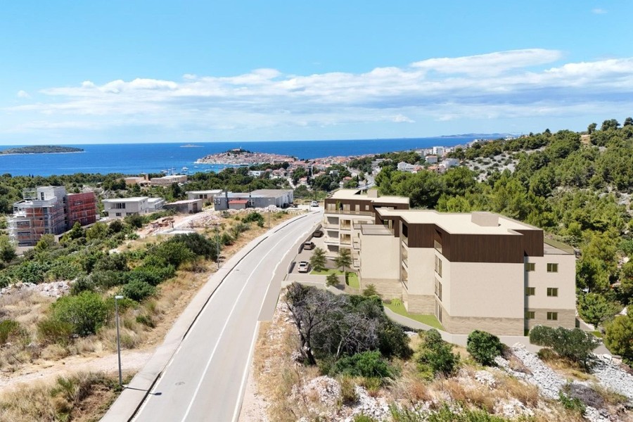 Rendering: casa sul pendio con vista sulle isole