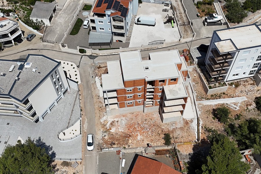 Cantiere dell'edificio residenziale dall'alto