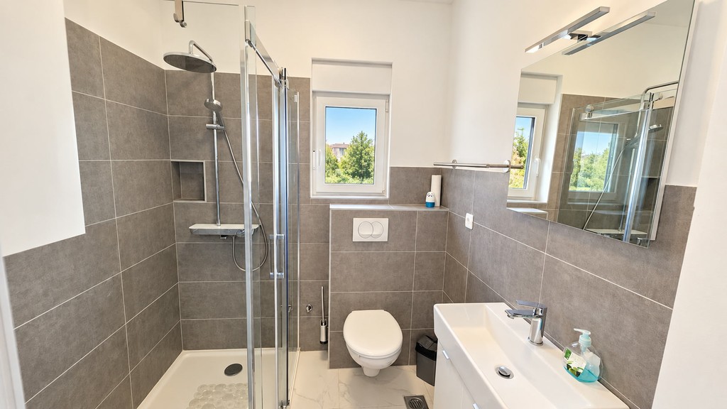 Bagno con doccia e WC
