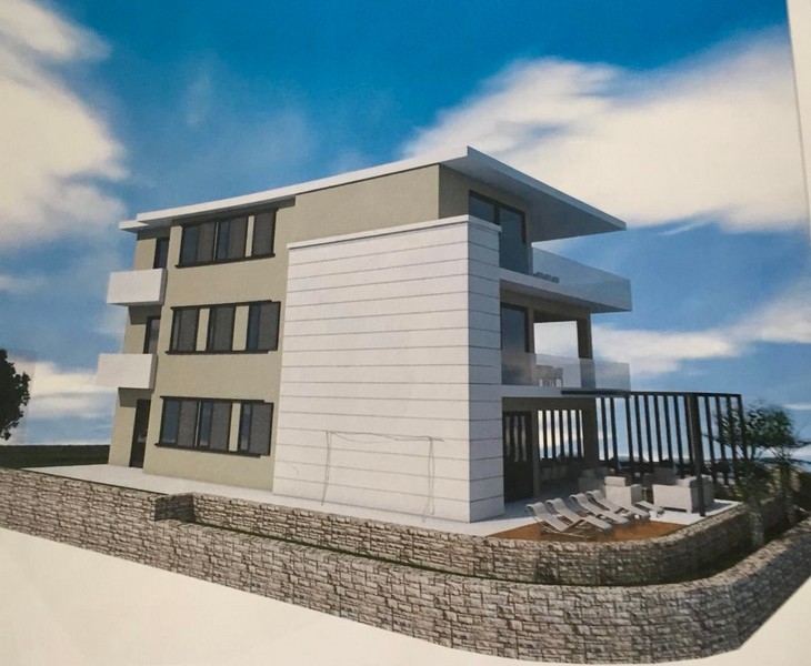 Terreno con visualizzazione 3D di una villa.