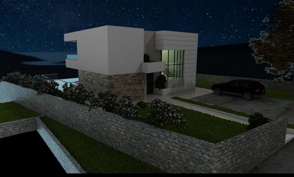 Villa del terreno G466 di notte.