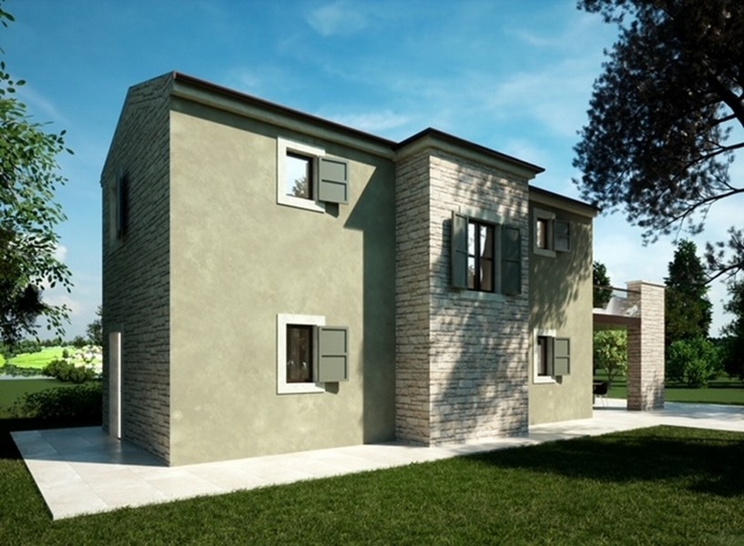 Villa mediterranea in pietra vista di lato a Porec
