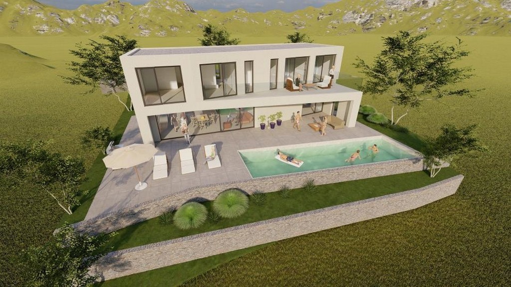 Progetto di nuova costruzione: villa con piscina in vendita sull'isola di Krk - Panorama Scouting H2663.