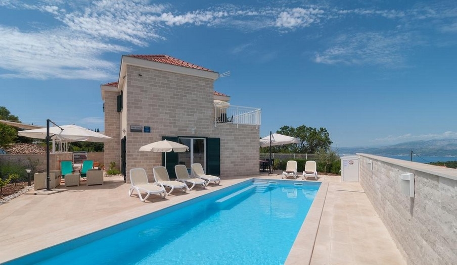 Villa in pietra con piscina e vista mare panoramica - H2760 - immobili Croazia