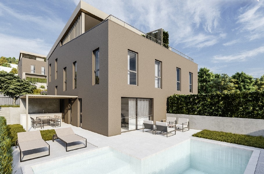 Piscina e casa.
