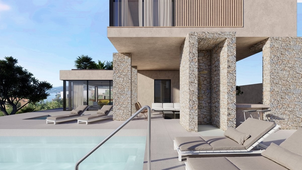Attuale fase di costruzione della villa H3358, in vendita in Croazia.