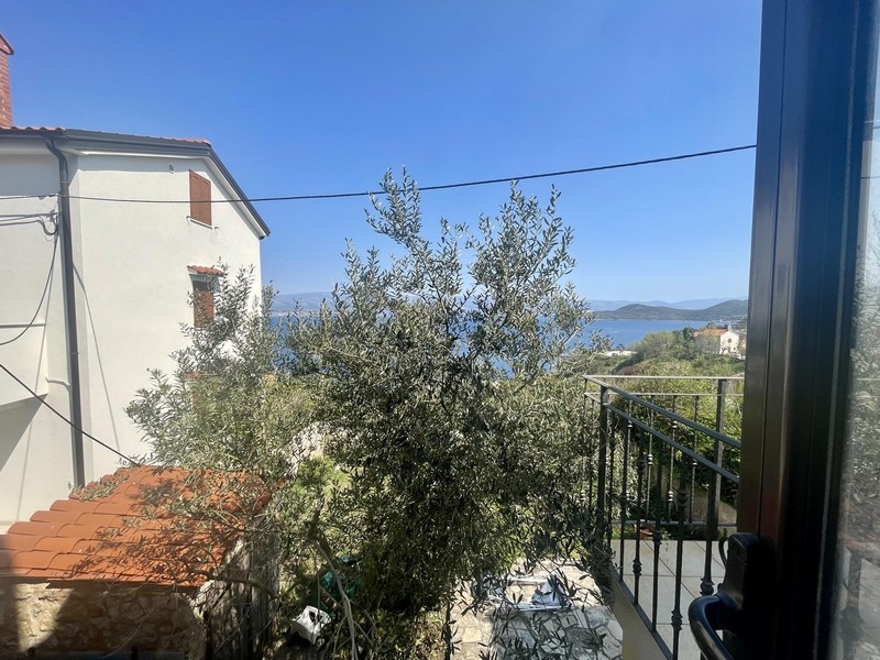 Vista mare dal balcone con ulivo in primo piano