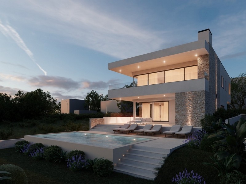 Visualizzazione 3D della villa H3793 a Primosten, Dalmazia.