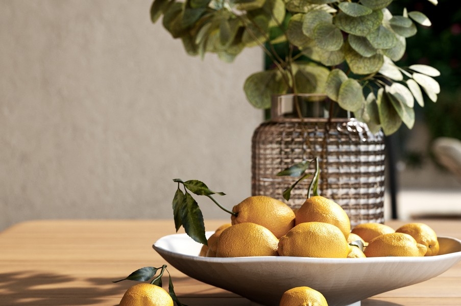 Limoni decorativi su un tavolo della villa H3797