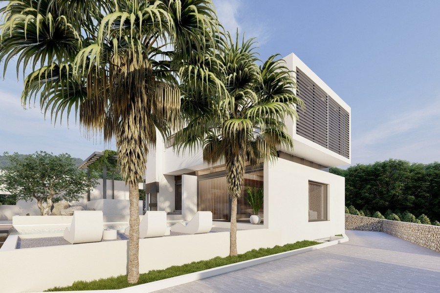 Vista esterna della moderna villa di nuova costruzione in Croazia