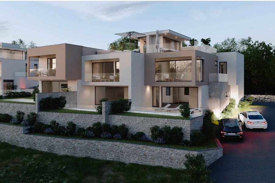Case a schiera con terrazze e vista mare a Vodice