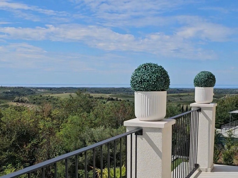 Vista dal balcone su vigneti e colline fino al mare