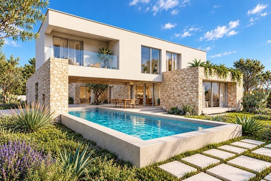 Casa in vendita in Croazia - villa di nuova costruzione con piscina a Rogoznica