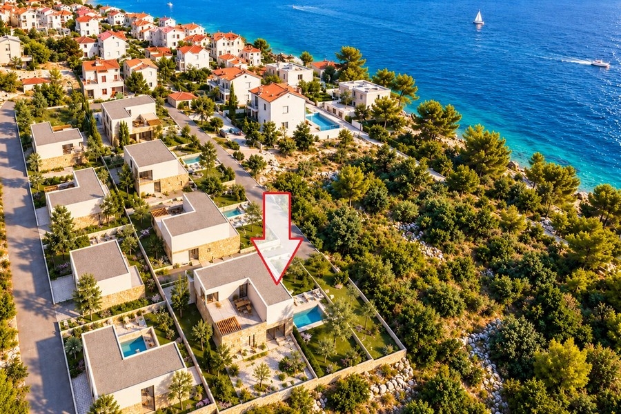 Posizione della villa a Rogoznica vicino al mare