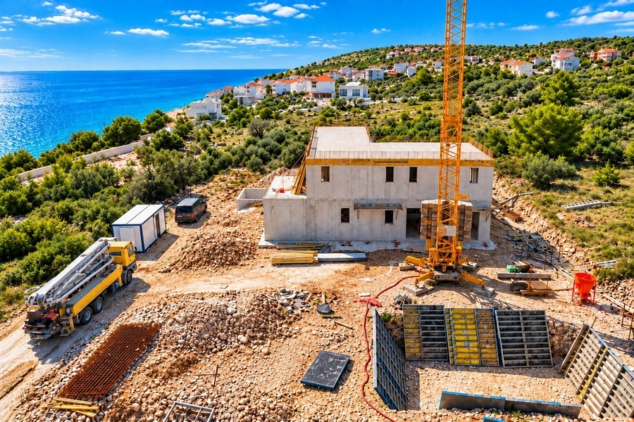 Cantiere con vista sulla baia di Rogoznica