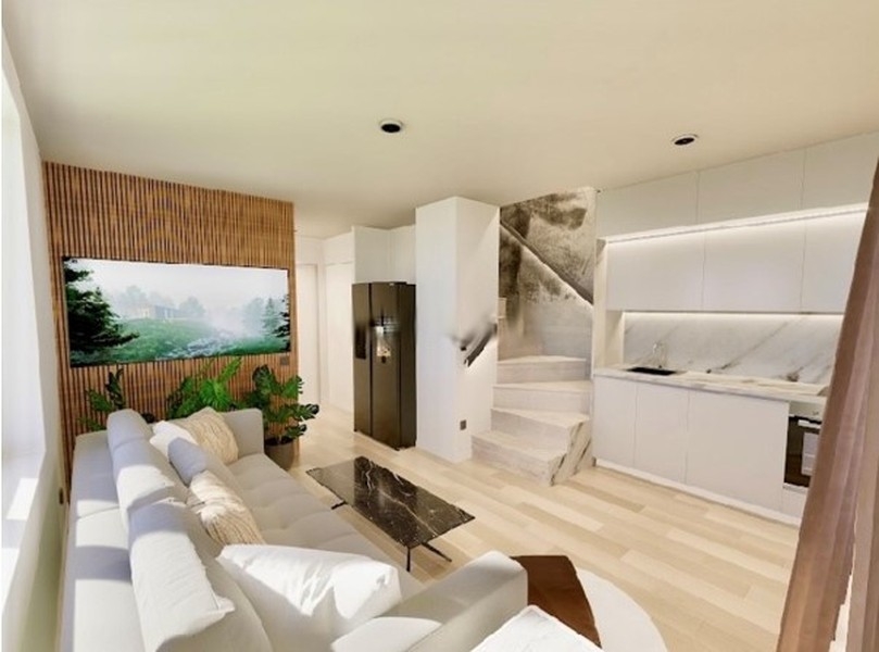 Rendering della zona giorno del terzo appartamento