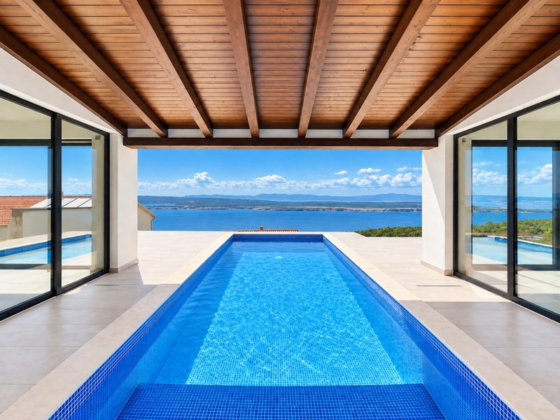 Villa moderna con piscina riscaldata e vista mare a Dramalj