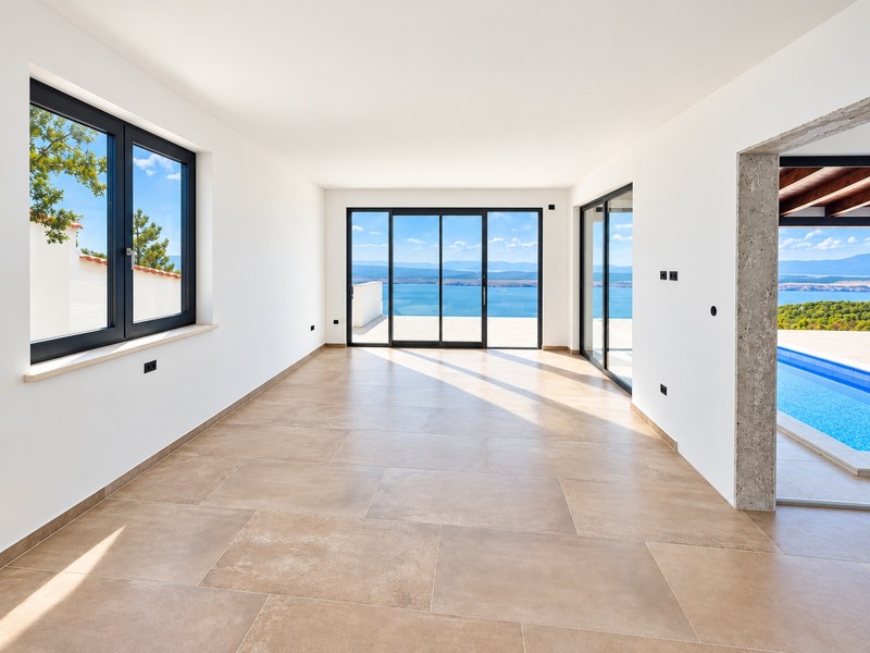 Soggiorno con uscita sulla terrazza della piscina