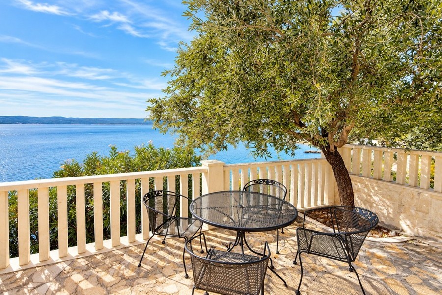 Terrazza con ulivo e vista sul mare