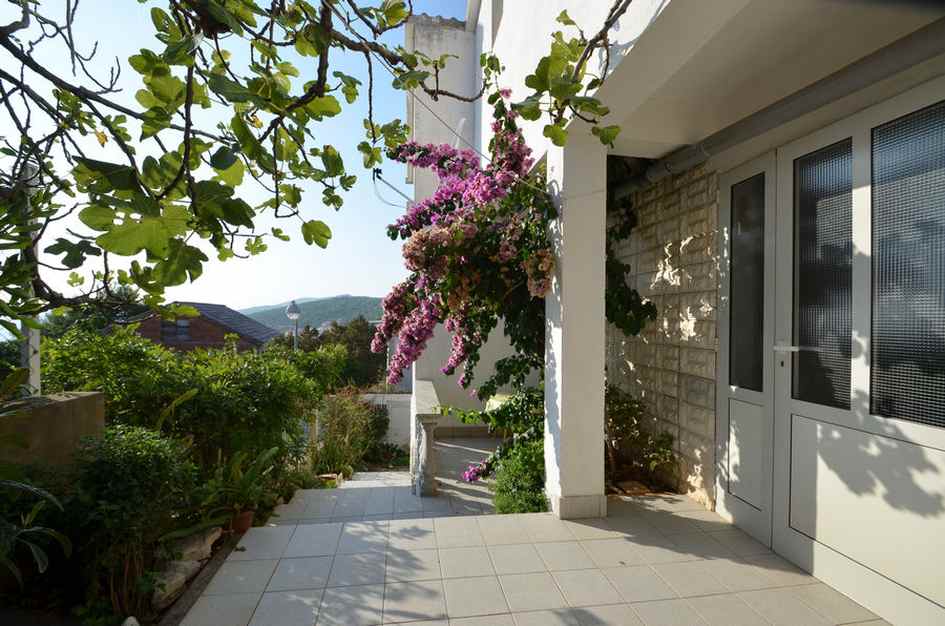 L'area esterna delle due case bifamiliari in vendita a Korcula in Croazia