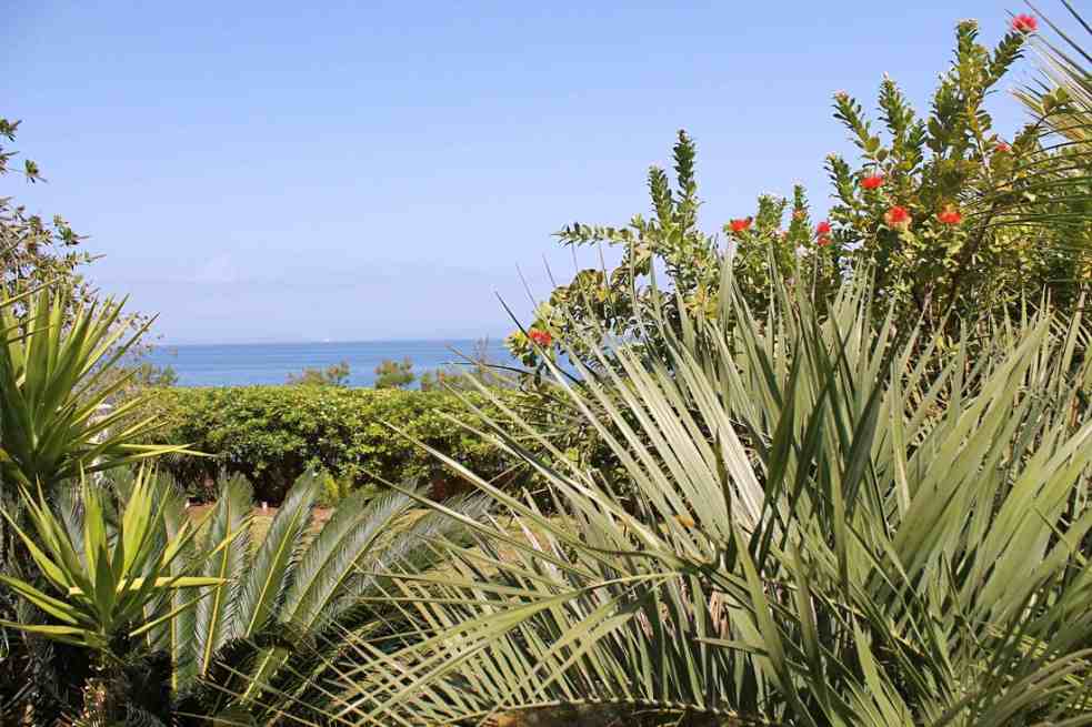 Vista dal giardino sulla riva del mare.
